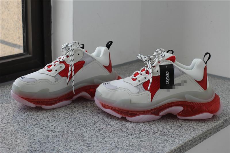 PK GOD PARIS TRIPLE S CLEAR SOLE TRAINER 19ss Red and White READY TO SHIP